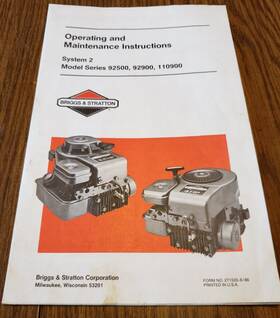 Briggs & Stratton 110900 And Stratton-system 2 Operating Maintenance Instructions Manual
