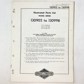 Briggs & Stratton 130902-130998 Vintage 1973 And Illustrated Parts List