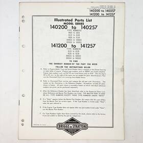 Briggs & Stratton 131200-141257 Vintage 1973 And 140200-140256 141200-141257illustrated Parts List