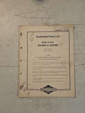 252400-252499 Briggs & Stratton 140300-140457 Vintage 1979 And Illustrated Parts List