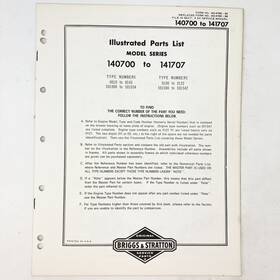 Briggs & Stratton 140700-141707 Vintage 1973 And 141700-141707 Illustrated Parts List