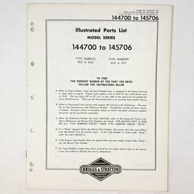 Briggs & Stratton 144700-145706 Vtg 1973 And Illustrated Parts List
