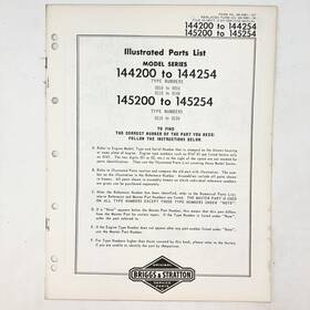 Briggs & Stratton 145200-145254 Vtg 1973 And 144200-144254 Illustrated Parts List