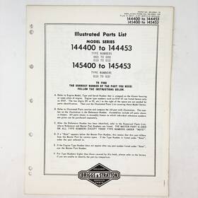 Briggs & Stratton 145400-145453 Vtg 1973 And 144400-144453 Illustrated Parts List