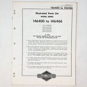 Briggs & Stratton 146400-146466 Vtg 1973 And Illustrated Parts List
