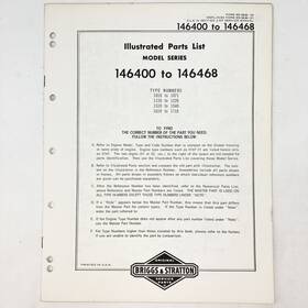 Briggs & Stratton 146400-146468 Vtg 1973 And Illustrated Parts List
