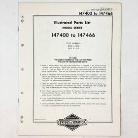 Briggs & Stratton 147400-147466 Vtg 1973 And Illustrated Parts List