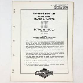 Briggs & Stratton 147700-147703 Vtg 1973 And 146700-146708 147700-147700 Illustrated Parts List