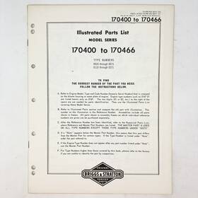Briggs & Stratton 170400-170466 Vtg 1973 And Illustrated Parts List