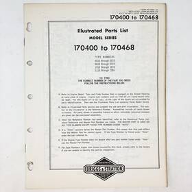 Briggs & Stratton 170400-170468 Vtg 1973 And Illustrated Parts List