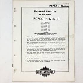 Briggs & Stratton 170700-170708 Vtg 1973 And Illustrated Parts List