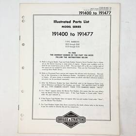 Briggs & Stratton 191400-191477 Vtg 1973 And Illustrated Parts List