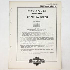 Briggs & Stratton 191700-191708 Vtg 1973 And Illustrated Parts List