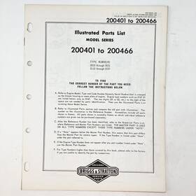 Briggs & Stratton 200401-200466 Vtg 1973 And Illustrated Parts List