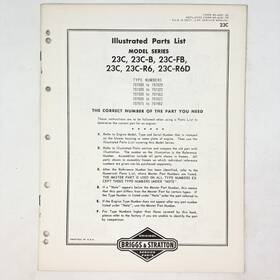 Briggs & Stratton 23c-r6d Vtg 1973 And Model 23c 23c-b 23c-fb 23c-r6 Illustrated Parts List