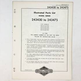 Briggs & Stratton 243430-243475 Vtg 1973 And 243439-243475 Illustrated Parts List