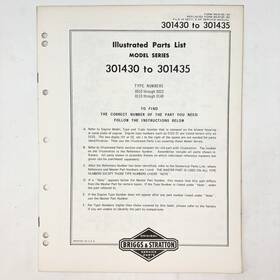 Briggs & Stratton 301430-301435 Vtg 1973 And Illustrated Parts List