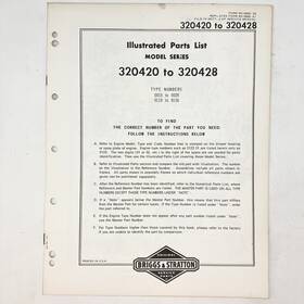 Briggs & Stratton 320420-320428 Vtg 1973 And Illustrated Parts List