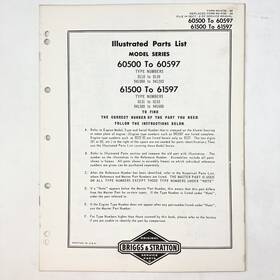 Briggs & Stratton 61500-61597 Vintage 1973 And 60500- 60597 61500- 61597 Illustrated Parts List