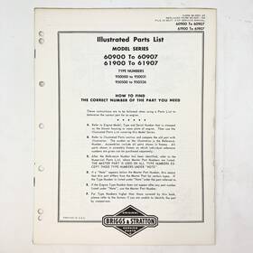 Briggs & Stratton 61900-61907 Vintage 1973 And 60900-60907 Illustrated Parts List