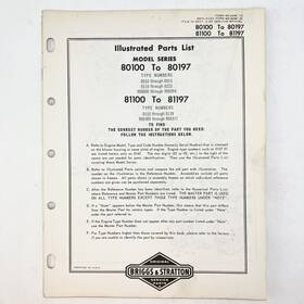 Briggs & Stratton 81100-81197 1973 And 80100-80197 Illustrated Parts List Vintage