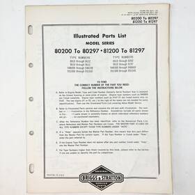 Briggs & Stratton 81200-81297 Vintage 1973 And 80200-80297 Illustrated Parts List