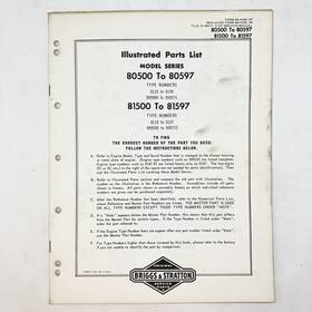 80500-80597 Briggs & Stratton 81500-81597 Vintage 1973 And Illustrated Parts List 80500-80597 Briggs & Stratton 81500-81597 Vintage 1973 And Illustrated Parts List