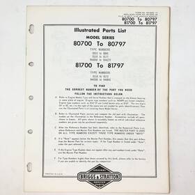 Briggs & Stratton 81700-81797 Vintage 1973 And 80700-80797 Illustrated Parts List