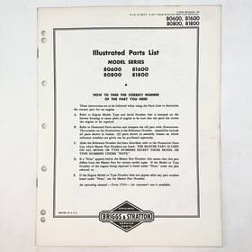 Briggs & Stratton 81800 1973 And 80600 81600 80800 Illustrated Parts List Vintage