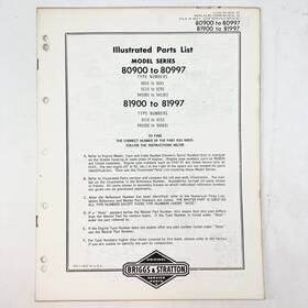 Briggs & Stratton 81900-81997 Vintage 1973 And 80900-80997 Illustrated Parts List