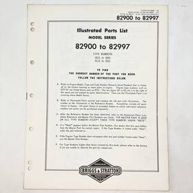Briggs & Stratton 82900-82997 Vintage 1973 And Illustrated Parts List