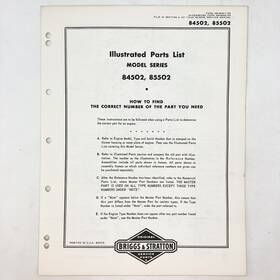 Briggs & Stratton 85502 Vintage 1973 And 84502 95502 Illustrated Parts List