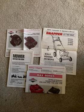 21405 Briggs & Stratton 96900 And Manual 93900 95900 96500 Snapper 21355 214x5 More