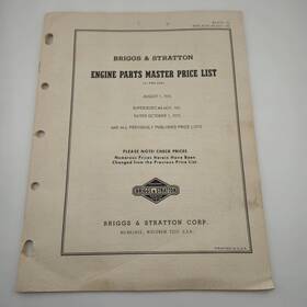 Ms-6733-73 Briggs & Stratton Vtg And Engine Parts Master Price List August 1 1976 Ms-6733-73 Briggs & Stratton Vtg And Engine Parts Master Price List August 1 1976