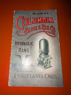 Columbia Block & Ram Co. Bulletin-r-6 Vtg And Co. Bulletin R-6 Hydraulic Rams Portland Or. Inch Original