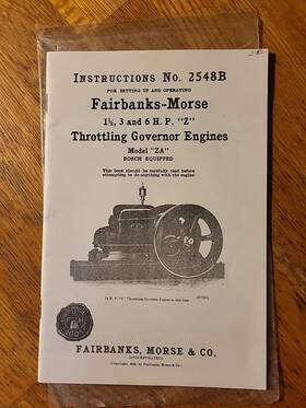 2548b Fairbanks Morse Engine 2548c 1 3 And 6 Hp Z Instructions No. Original. Hit N Miss