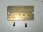 101843 Gas Tag Fh Briggs Antique Brass Model Stratton Serial Engine