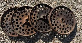 Nb779 Ihc Set Of 4 Hit Or Miss Gas Engine Industrial Cart Wheel Garden Decor