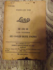 Lister Cylinder Engines Air Cooled Lr Parts Diesel 1-2-3 List Sr Lister Cylinder Engines Air Cooled Lr Parts Diesel 1-2-3 List Sr