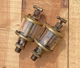 Michigan Lubricator X12a11 Vtg Pair 2 Michican X12a11/2 Oilers Brass Glass Hit/miss Steampunk