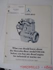C.1979 Om636 Mercedes Benz Model Diesel Engine Catalog Brochure Vintage Original C.1979 Om636 Mercedes Benz Model Diesel Engine Catalog Brochure Vintage Original
