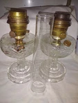 Pair Vintage Aladdin Oil Lamps Clear Washington Drape Nu-type Model Burners. Fixed Price $129.95.