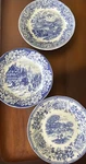 Made In Italy Ironstone Cbm Crown Blue Transferware Dessert Plates - 8" Set Of 3. Fixed Price $35.00.