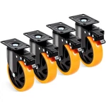 Vevor Wheels, 5-INCH Swivel Plate Casters, Set Of 4, With Security A/b Lo. Fixed Price $38.29.