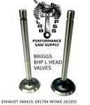New Intake & Exhaust Valves Fits Briggs Stratton 8HP Head Engines, Usa Ship. Fixed Price $29.95.