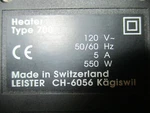 Leister Type 700 Compact Air Heater W/electronic Temp Control 120VAC 550W, 600. Fixed Price $99.00.