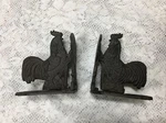 Cast Iron Rust Rooster Book End (set Of Two) (26002). Fixed Price $29.99.