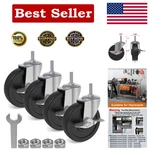 Durable 4 Inch Lockable Rubber Casters - Industrial Swivel Wheels For Trolleys. Fixed Price $40.56.