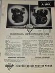Clinton Engines Series A-2100 4 Cycle General Specifications Parts List. Fixed Price $16.99.