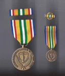 Merchant Marine Middle East Award Medal With Mini Ribbon Bar And Lapel Pin. Fixed Price $22.22.